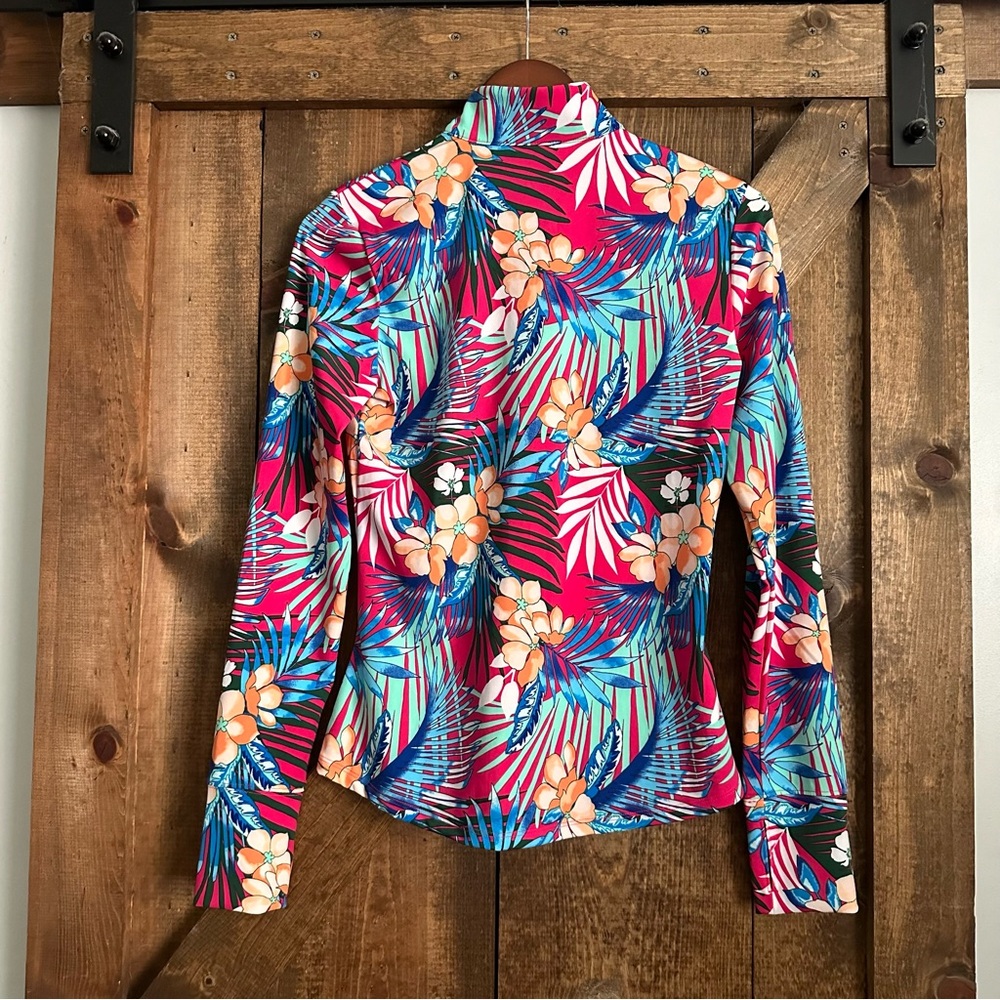New! 🌺 Tommy Bahama Full Zip Active Gold & Tennis Floral Jacket Size Small - Picture 8 of 11